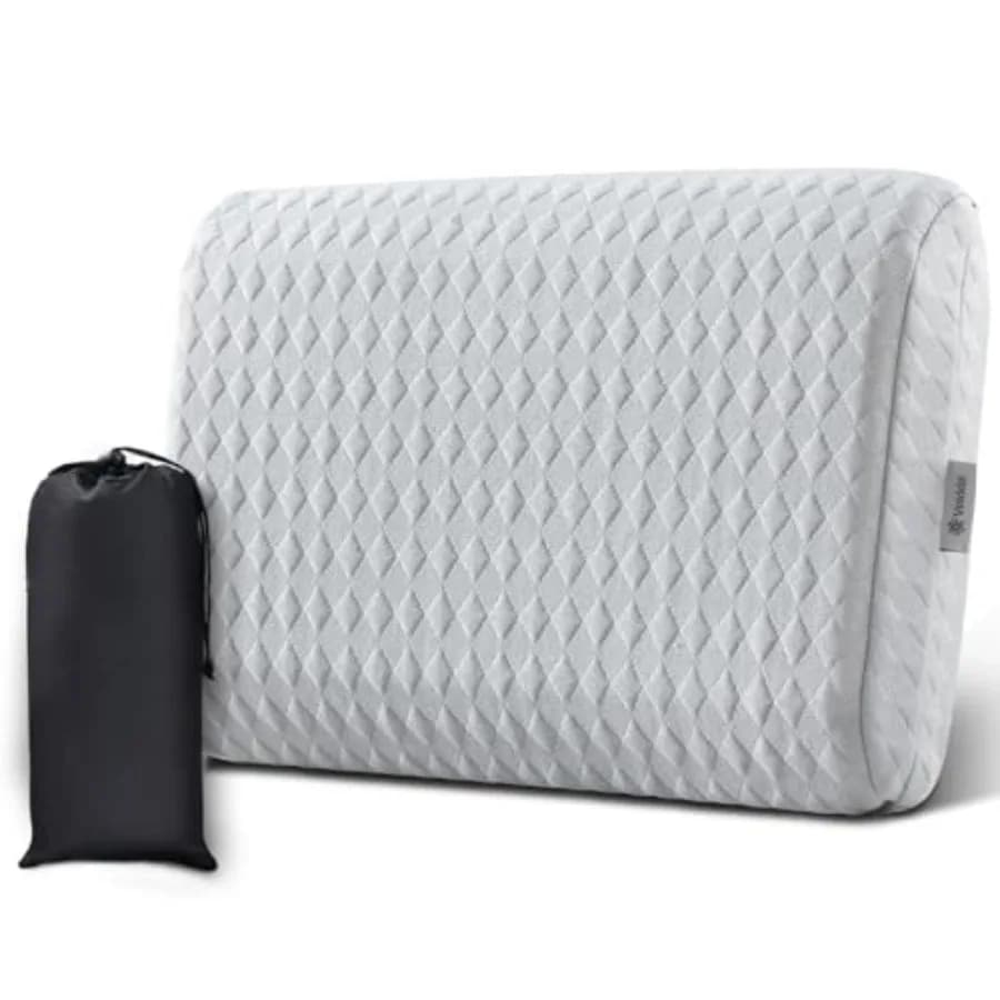 Cuscino da Viaggio con Memory Foam, Portatile e Comprimibile, Cuscino da Campeggio con Fodera Lavabile, Ergonomico e Supportivo per Dormire