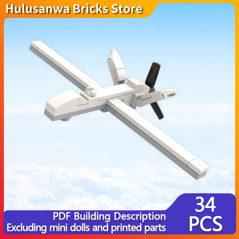 MQ-9 Reaper Military Drone Model MOC Construction Bricks War Equipment Modular Technology Holiday Gifts Assemble Kids Toys Dress