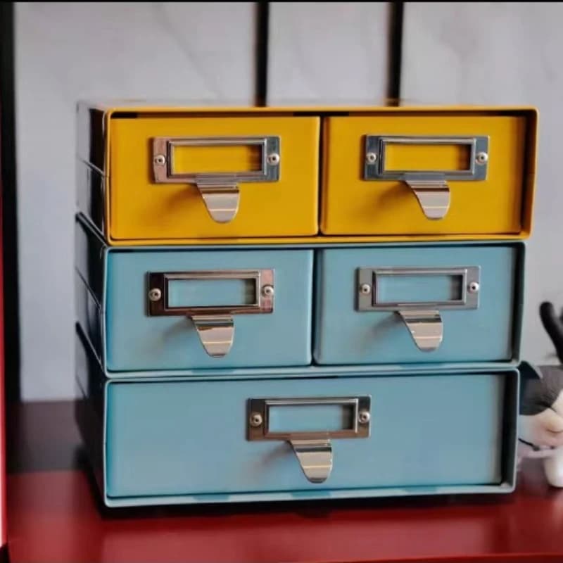 Aesthetic Desktop Organizer - Stackable Makeup & Stationery Storage Box - Industrial Macaron Shelf - Office Home Decorative Tray