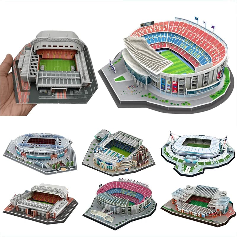 Puzzle di carta per campo da calcio 3D Vari stili Puzzle fai-da-te Intrattenimento Giochi da tavolo Modello di campo da calcio Stadio di costruzione TMZ