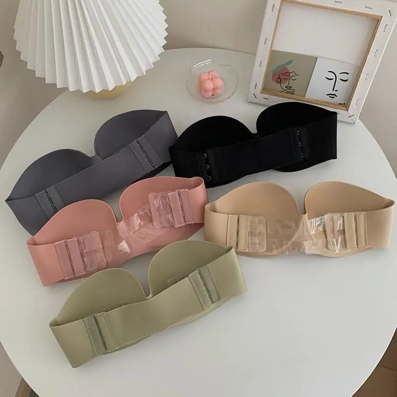 Reggiseno push-up senza spalline da donna, imbottito, invisibile, senza cuciture, per abiti senza schienale e occasioni speciali