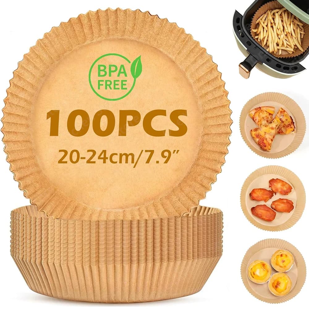 Carta da forno rotonda da 20 cm per friggitrice ad aria da 5 a 8 QT, antiaderente, compatibile con Ninja, Philips e altre marche.