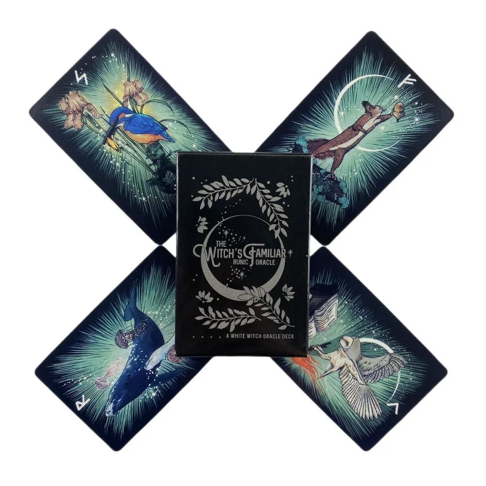 The Witch's Familiar Runic Oracle Cards, un mazzo di carte da divinazione del destino in inglese da 24 carte, giochi da tavolo