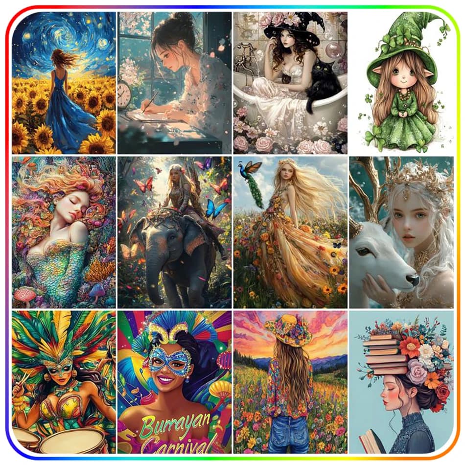 SDOYUNO 5D Diamond Painting Kit personaggio ragazza donna Diamond Art accessori Diamond Mosaic Paintings Set Kit punto croce fai da te