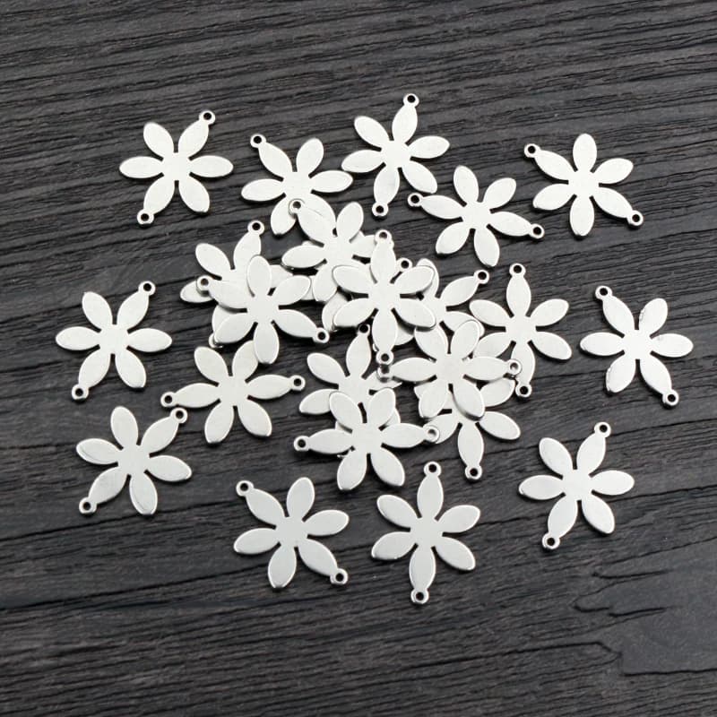 20pcs 16x12mm 316 In Acciaio Inox A Doppio Loop Carino Fascini Del Fiore Del Pendente DIY di Risultati Dei Monili del Connettore per del Braccialetto della collana