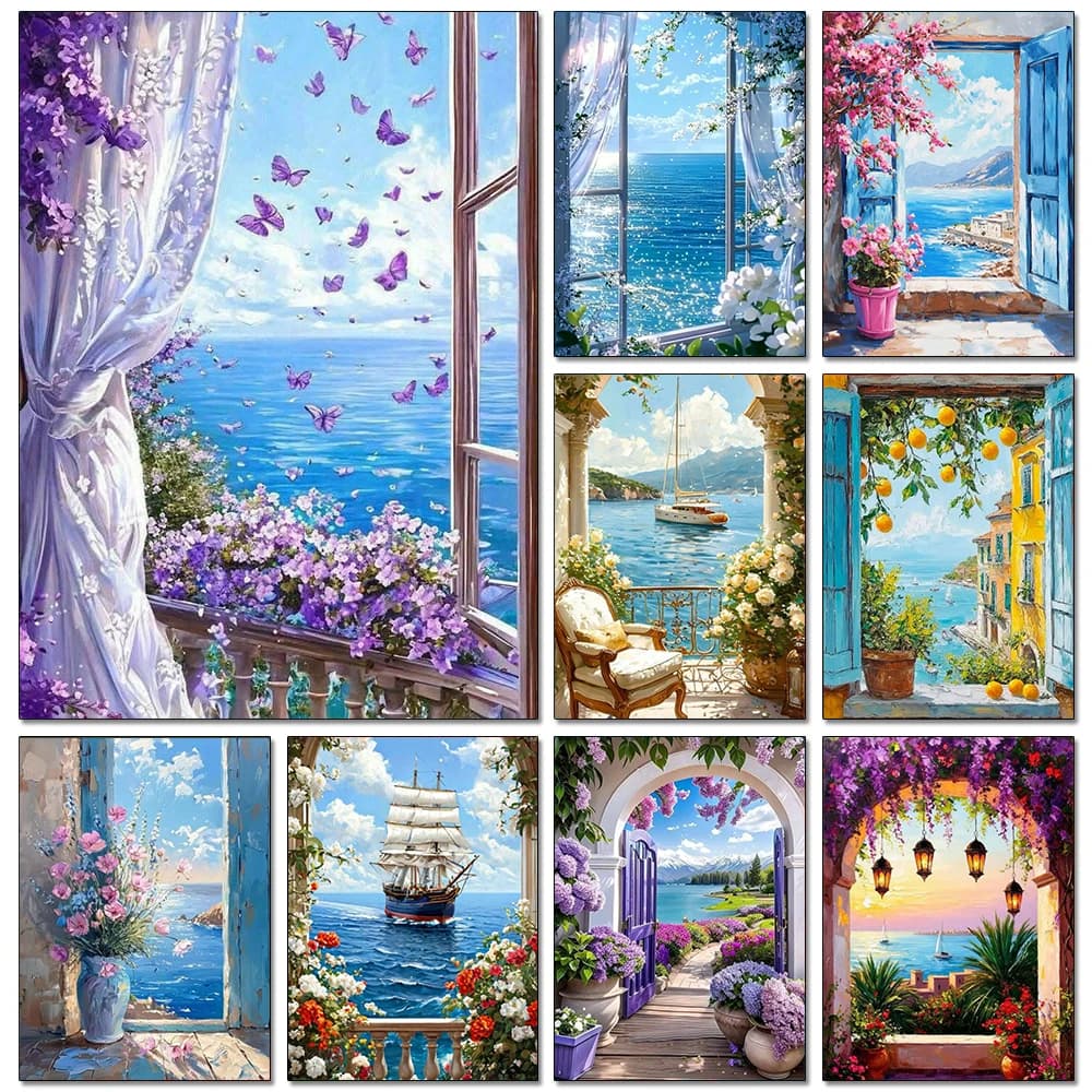 Pittura Diamantata Paesaggistica, Nuovi Arrivi, Mosaico Floreale, Kit Ricamo Mosaico con Diamanti Completi, Regalo per le Feste