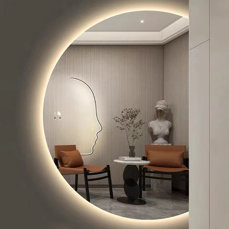 Modern Round Half Moon Smart Bathroom Mirror