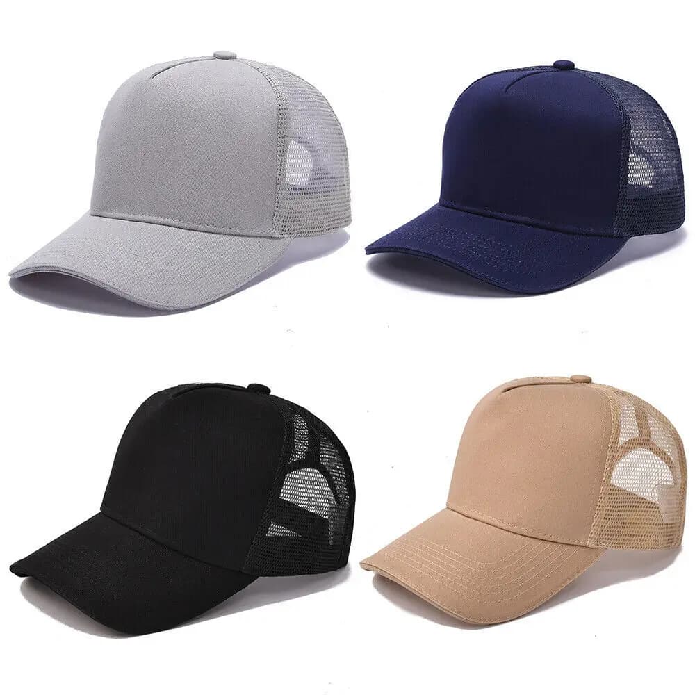 Berretto da camionista in tinta unita regolabile berretto da Baseball Unisex in rete traspirante cappelli da pesca all'aperto estivi Bone Gorras Snapback Dad Cap muslimah