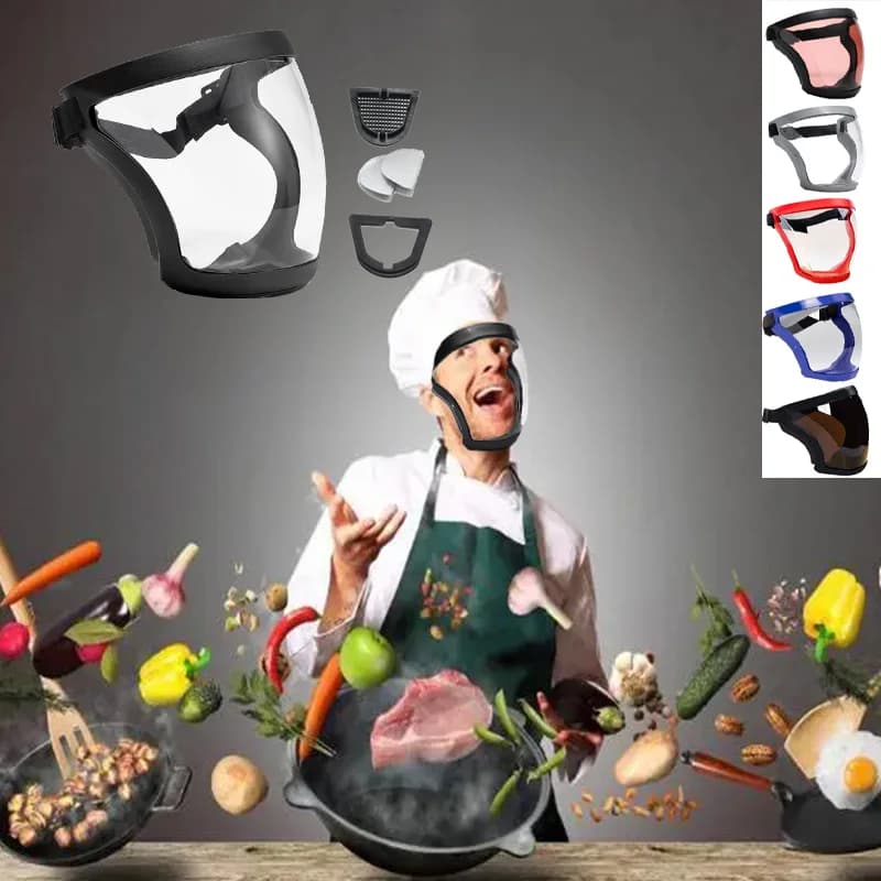 High Definition Transparent Full Face Shield Mask Anti Fog Dust-proof Oil Fume Prevention Kitchen Protect Mask With Filter