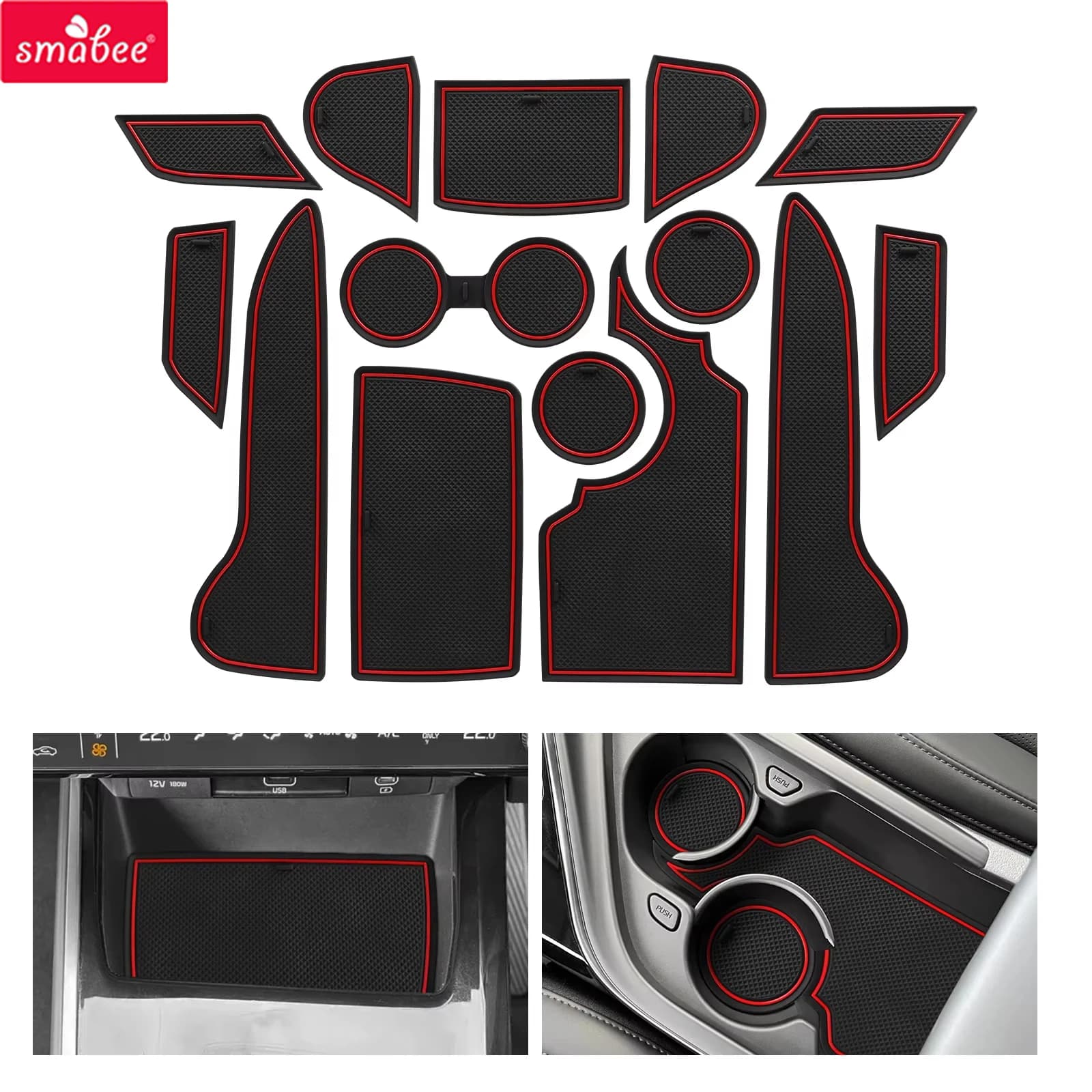 Smabee for Kia Niro EV 2023-2026 Anti-Slip Gate Slot Mat PVC Center Console Liners Door Groove Pad Non-slip Mats Accessories
