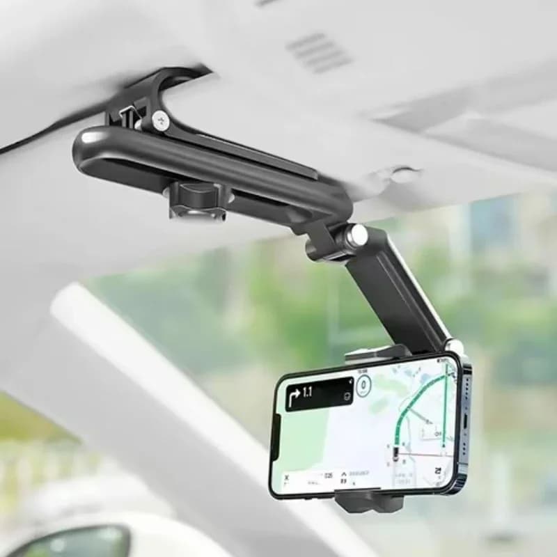 Multifunction Car Phone Holder Automatic Rear Mirror Clip for Hanging Seat Universal Bracket Support for Navigation with Adjustable Rotate