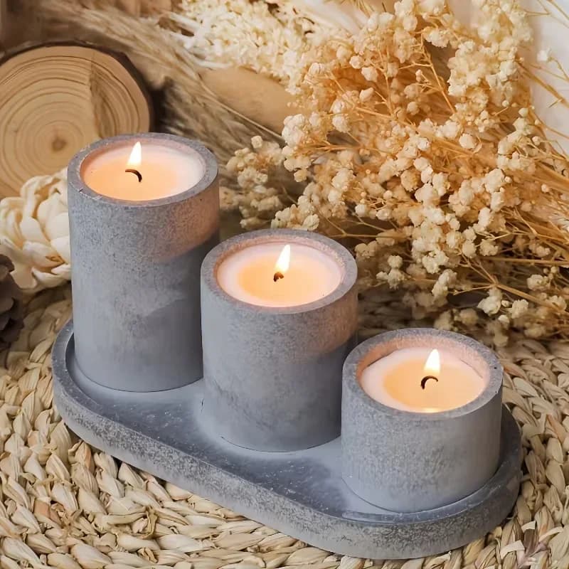 Set di 5 Stampi in Silicone per Resina: 1 Vassoio Ovale e 3 Stampi Cilindrici S/M/L per Portacandele, per Decorazioni Fai-da-Te