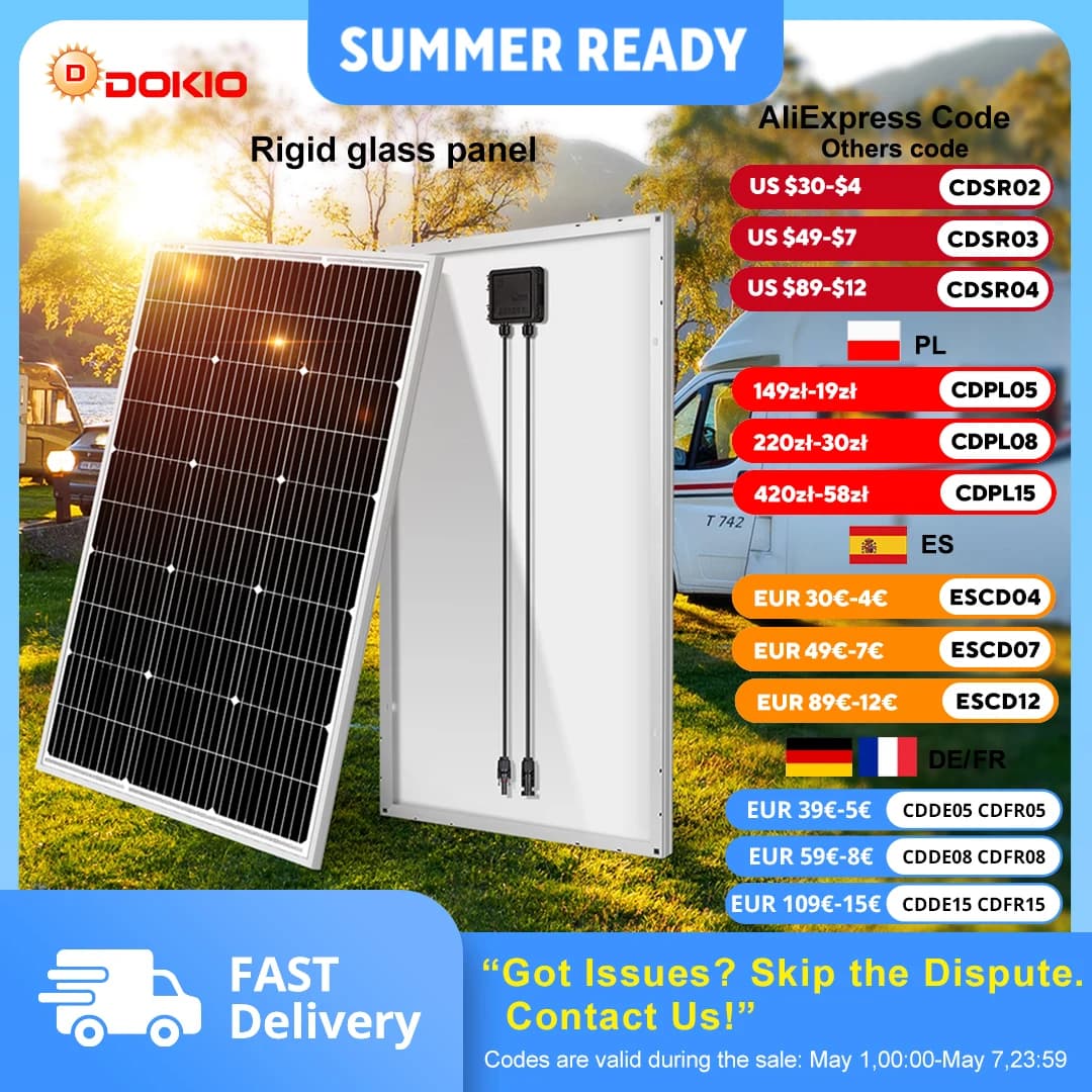 Dokio 18V 100W 200W 400W (kit) nuovo pannello solare rigido impermeabile controller 12V per carica domestica