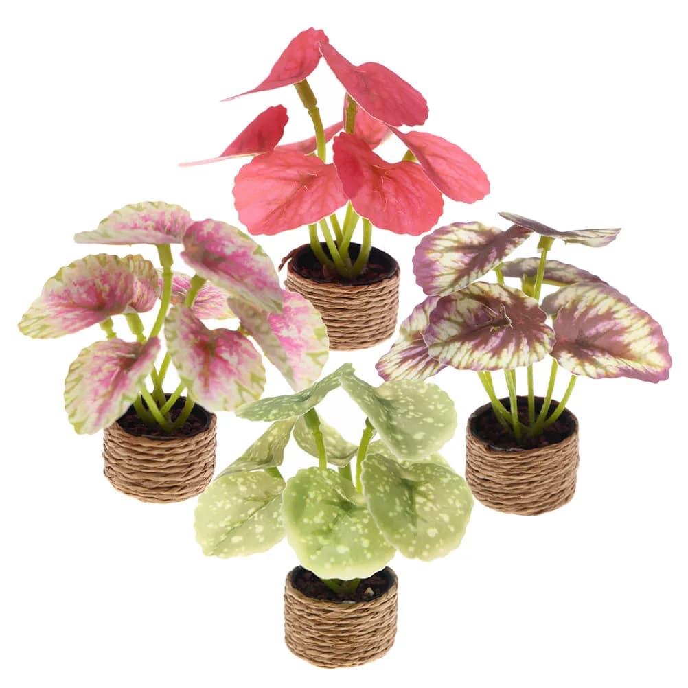 4Pcs Miniature Artificial Bonsai Plants Tiny Greenery No Watering Needed Mini House Decoration Mini Garden Ornament