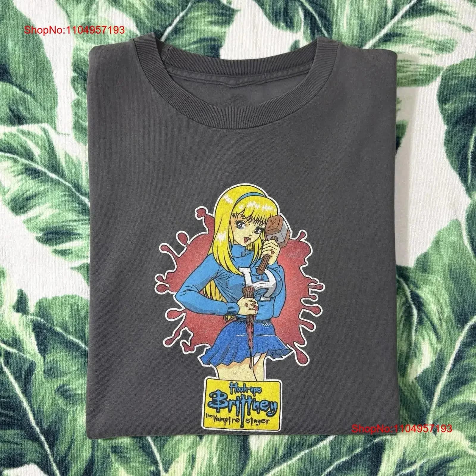 Hook Ups Skate T Shirt Brittney The Vampire Slayer Buffy Anime NE581 vintage Washed streetwear Stylish homme graphic