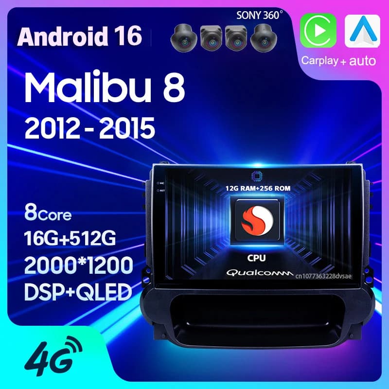 Android 16 Carplay Auto For Chevrolet Malibu 8 2012 2013 2014 2015 Car Radio GPS Multimedia 2 Din Stereo Head Unit Player Video
