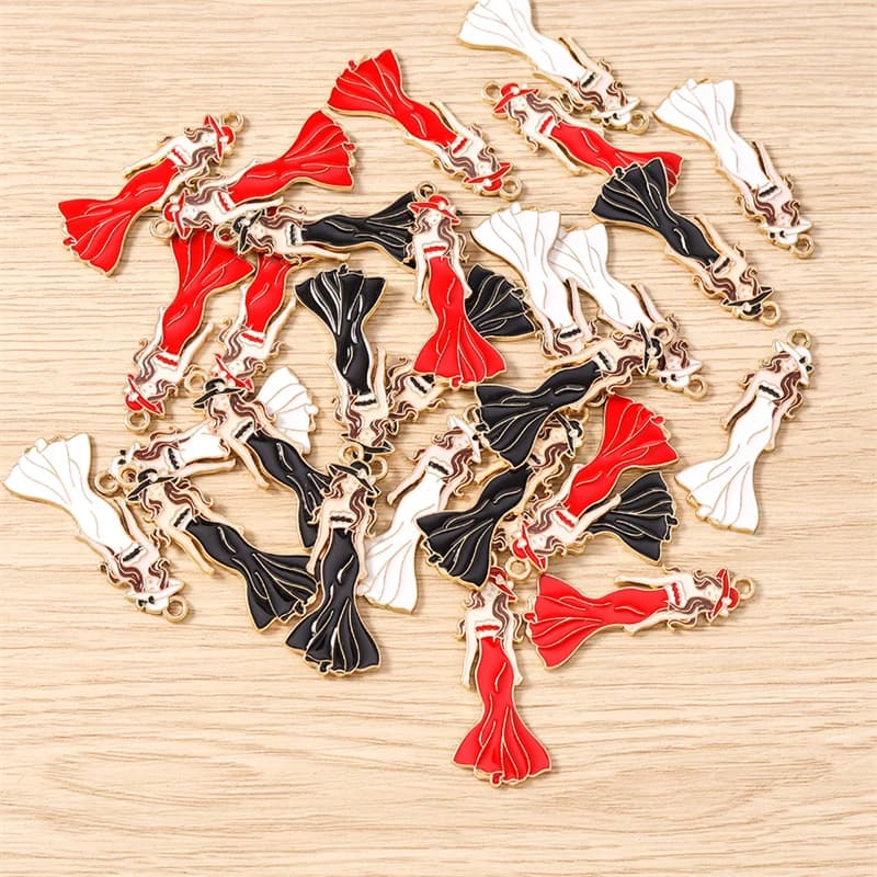 10pcs 16x38mm Elegant Enamel Beauty Women Charms Pendants for Making Earrings Necklaces Bracelets DIY Crafts Jewelry Accessories