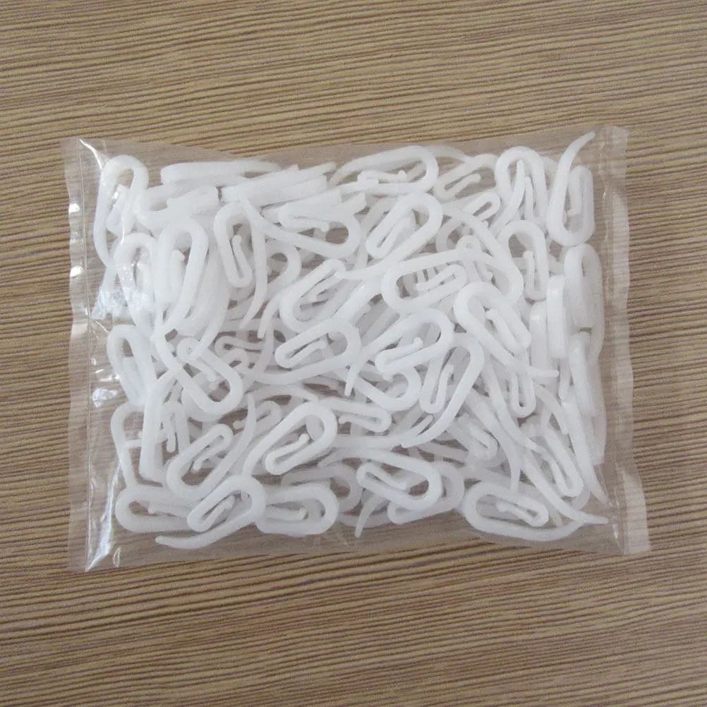 200pcs White Plastic Curtain Hooks Figure 6 Shaped For Shower Tub Bathroom Changing Room Drapery Window Curtain Accessories