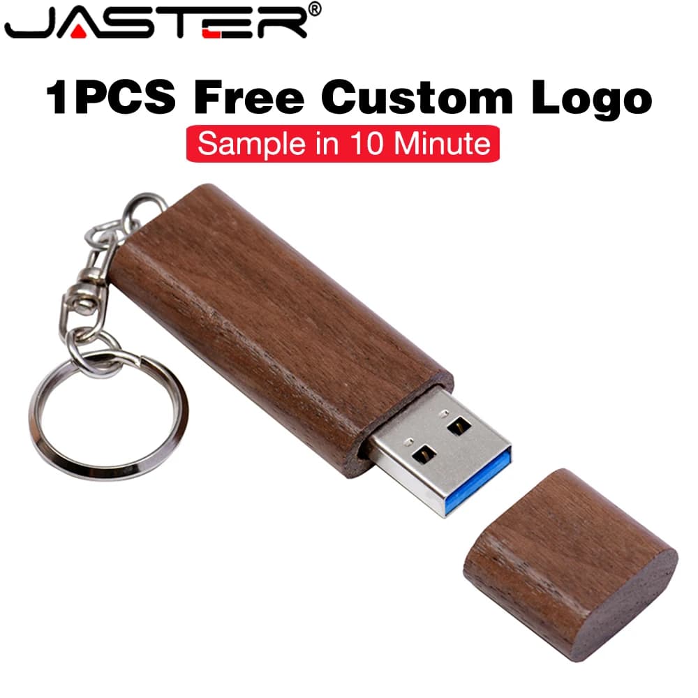 1PCS Logo personalizzato gratuito USB 3.0 Flash Drive Portachiavi Pen Drive 64GB Pendrive in legno di bambù Memory Stick ad alta velocità Regalo creativo