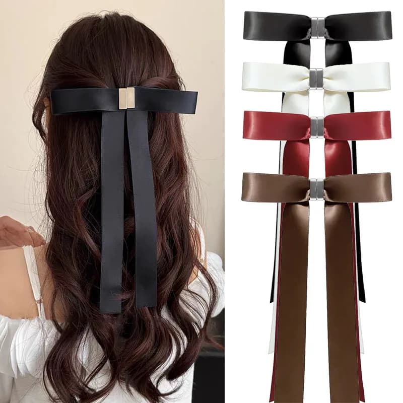 Fermaglio per capelli magnetico coreano con fiocco, nuovo design alla moda, forcine con nastri lunghi, fermaglio per capelli staccabile, accessori dolci per capelli da donna