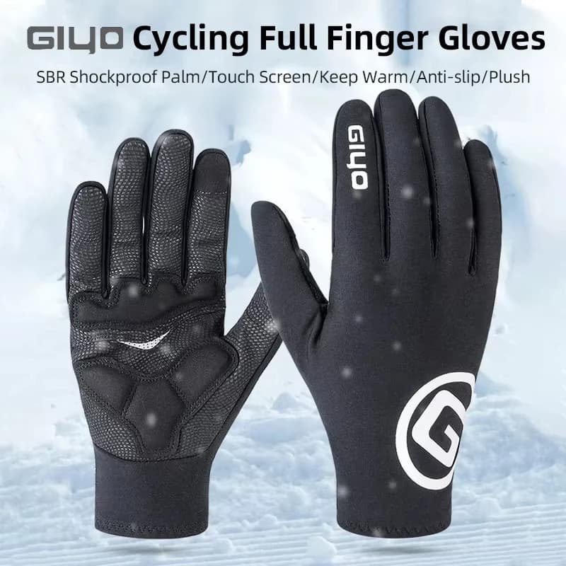 Winter Gloves for GIYO Bicycle, Thermal Gloves for MTB and Road Bike, Touch Screen, Indoor, for Cycling and Open Sports