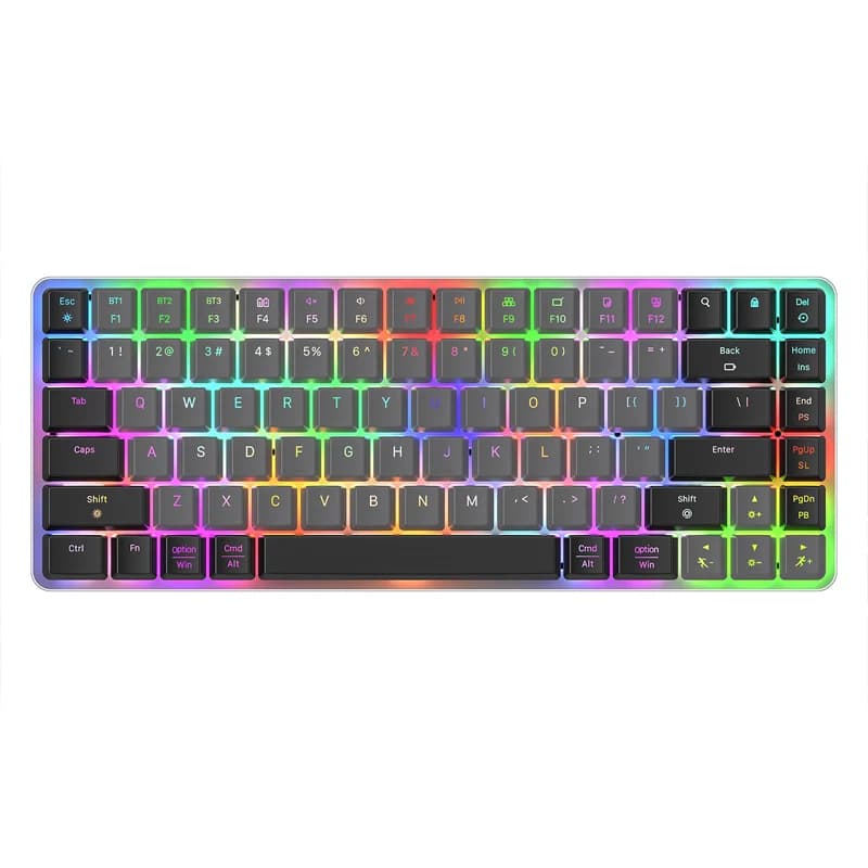 Tastiera meccanica senza fili Bluetooth Tri-Mode 84 tasti a basso mandrino tastiera da gioco ad asse rosso luminoso RGB