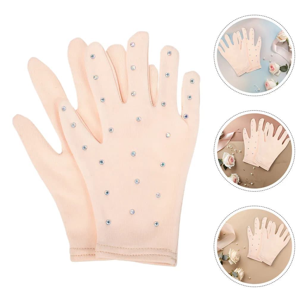 1 Paio di Guanti per Pattinaggio Artistico con Design in Strass, Elasticizzati e Opachi, Adatti per Pattinaggio su Ghiaccio, Danza, Spettacoli e Feste Femminili