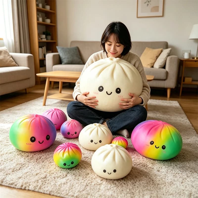 25CM Colorful Simulated Steamed Bun Big Ball Toy Pinching And Relaxing Dumpling Toy Low Rebound Decompression Dough Ball Gift