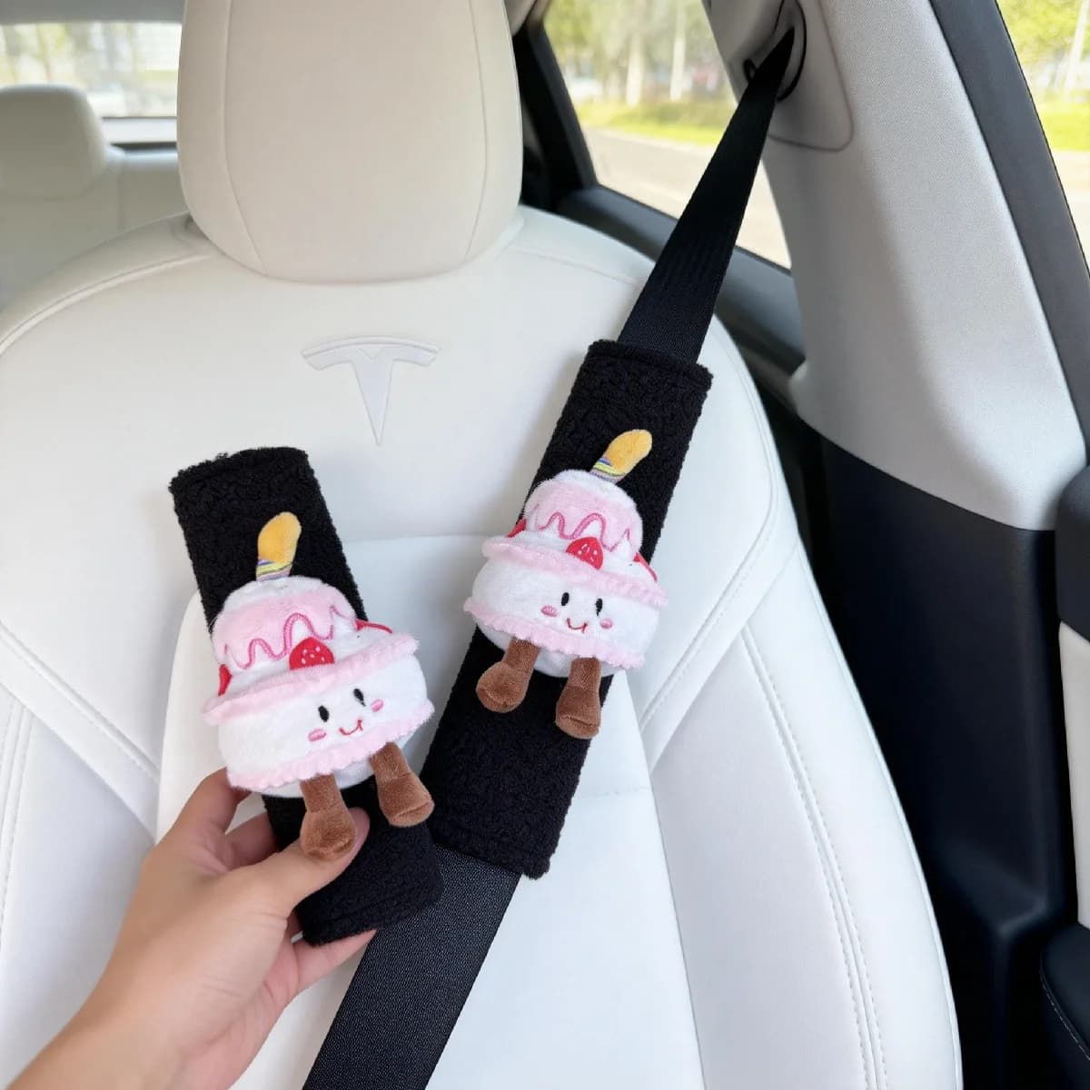 Copri Cintura di Sicurezza per Auto a Forma di Torta alla Fragola, Protezione Morbida in Peluche per Cintura di Sicurezza