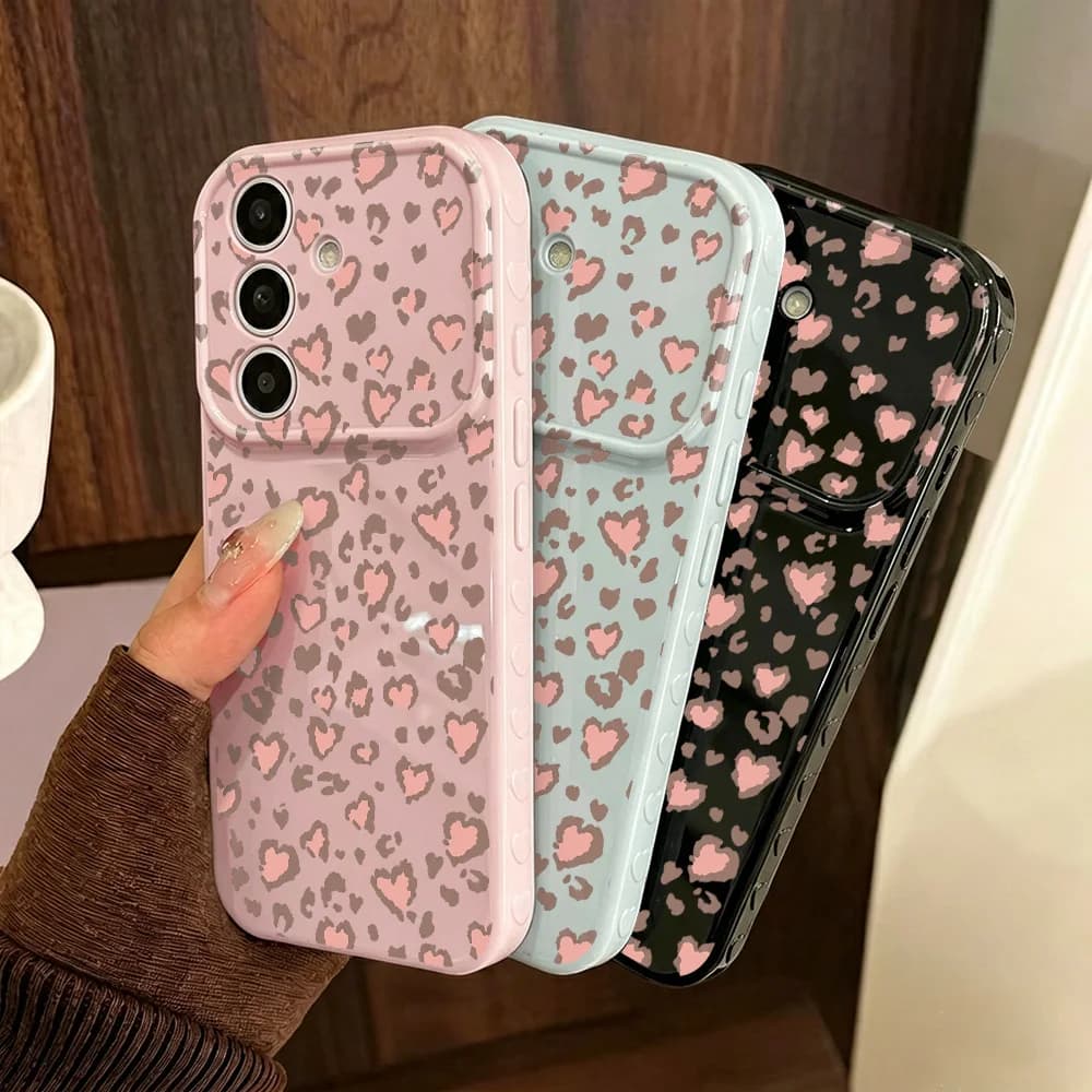 Luxury Leopard Phone Case For Samsung A57 A56 A55 A54 A07 A17 A37 A27 A36 A35 A16 A06 A05S Soft Cover Bumper Love Side Butten