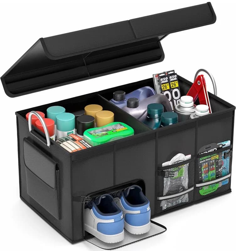 Organizer Pieghevole per Bagagliaio Auto in Tessuto Oxford da 55L - Scatola Portaoggetti per Scarpe e Accessori Auto
