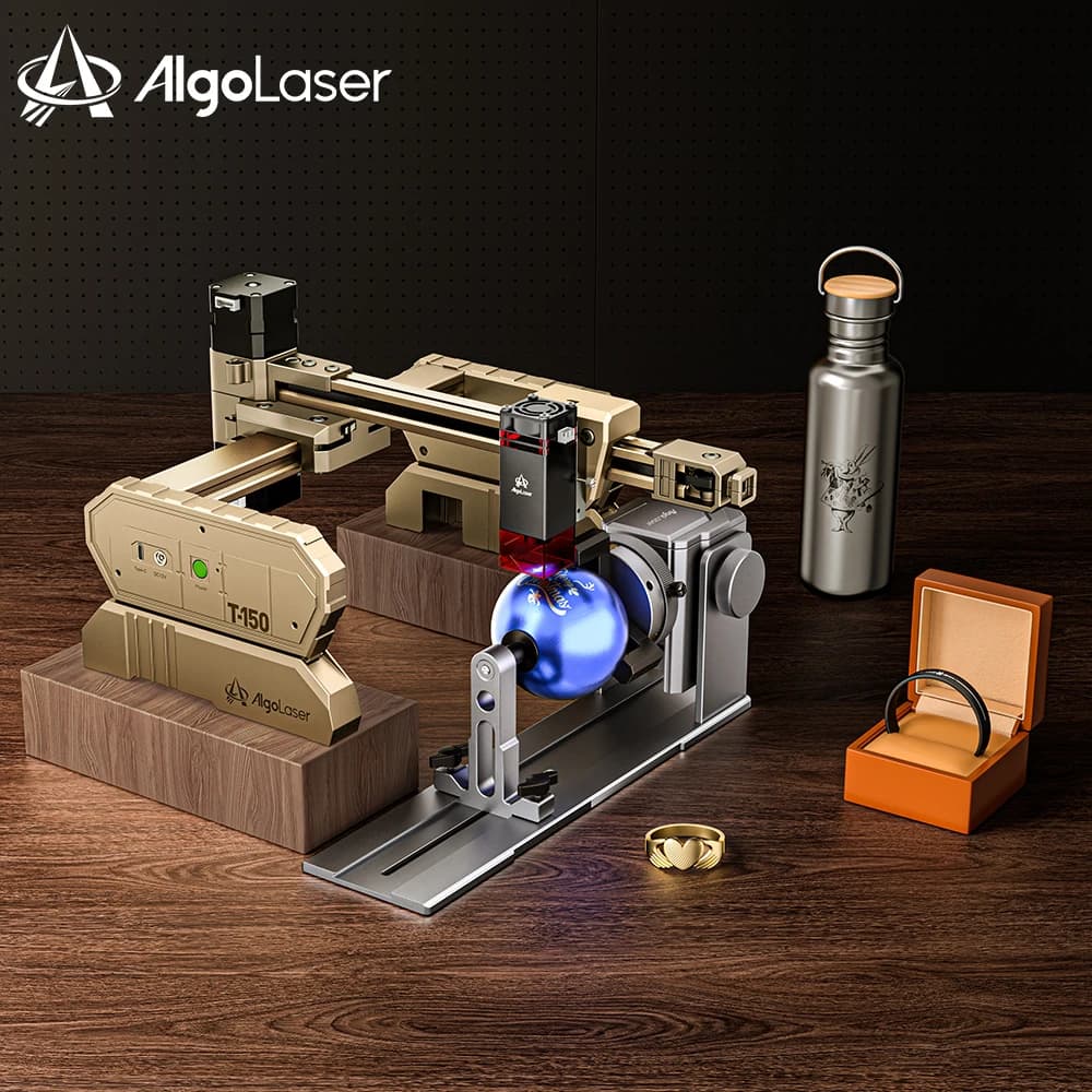 AlgoLaser T150 10W High Power Desktop DIY Crafts Laser Engraving Machine CNC Laser Cutter And Engraver For Dog Tag Leather Metal