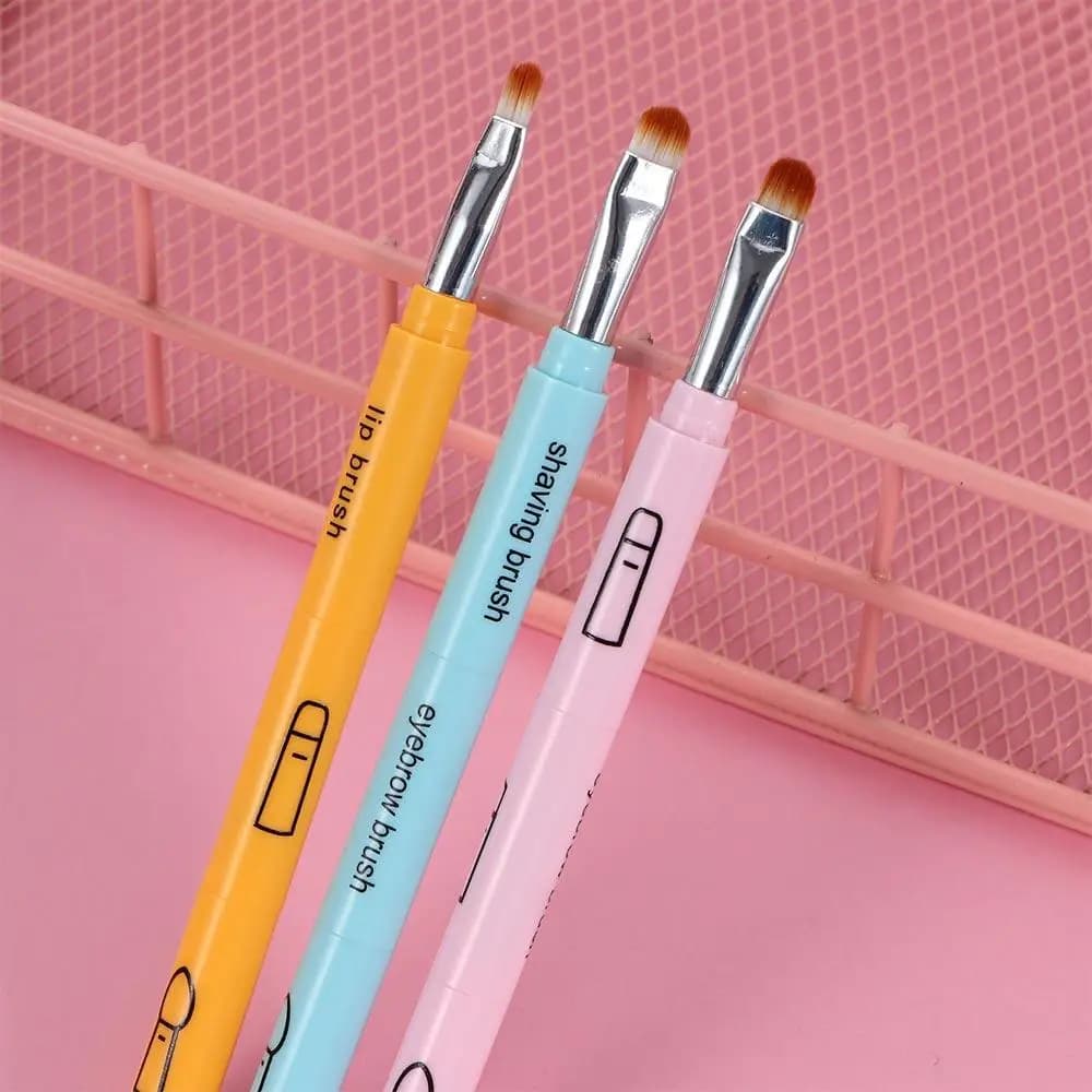 Pennelli per Trucco Professionali da Viaggio con Manico in Plastica, Pennello per Ombretto, Pennello per Eyeliner, Pennello per Labbra