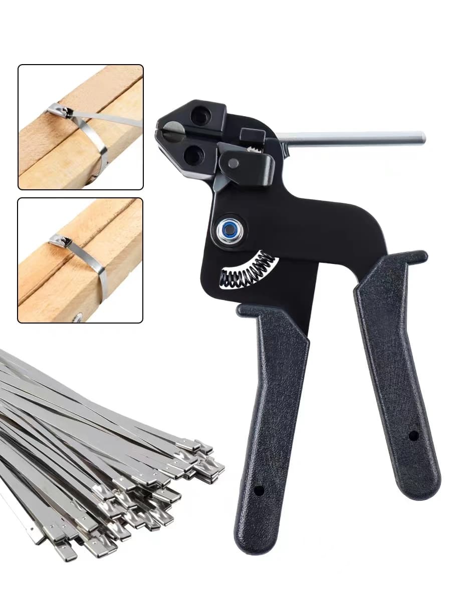 Pinza per Fascette, Utensile per Taglio e Tensionamento, Pistola Automatica per Zip, Strumento Manuale in Acciaio Inox 304 per Fascette Autobloccanti