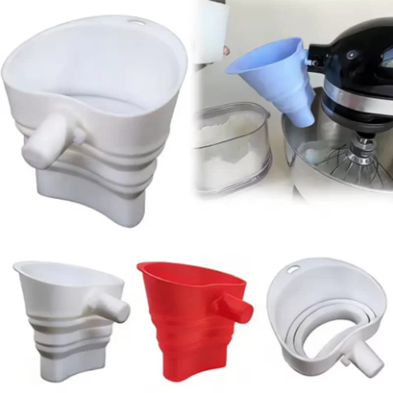Set da 1/3 Pezzi di Imbuti per Farina in Silicone, Pieghevoli, per Impastatrice Planetaria, Accessorio per Cucina e Pasticceria, Lavabili in Lavastoviglie