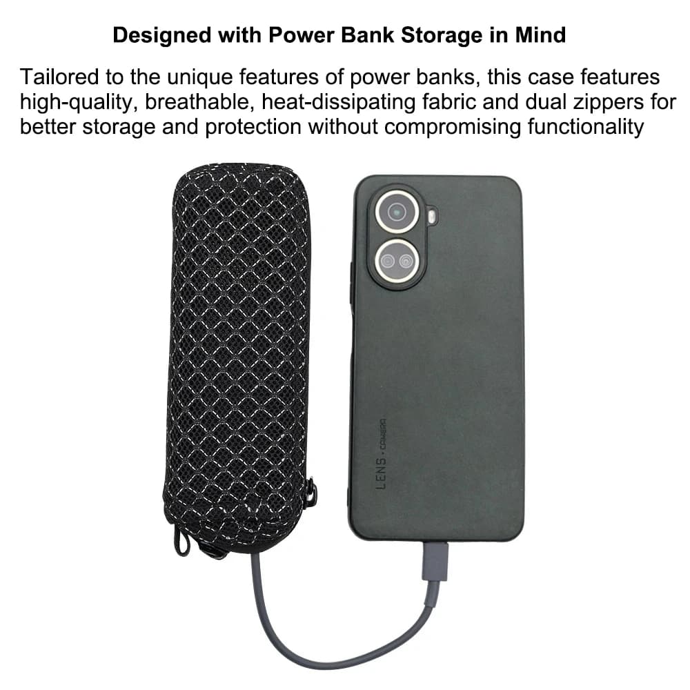 Carrying Case for Xiaomi PB1165MI Power Bank 10000mAh 165W with Carabiner Breathable Fabric Dual Zipper Portable Pouch