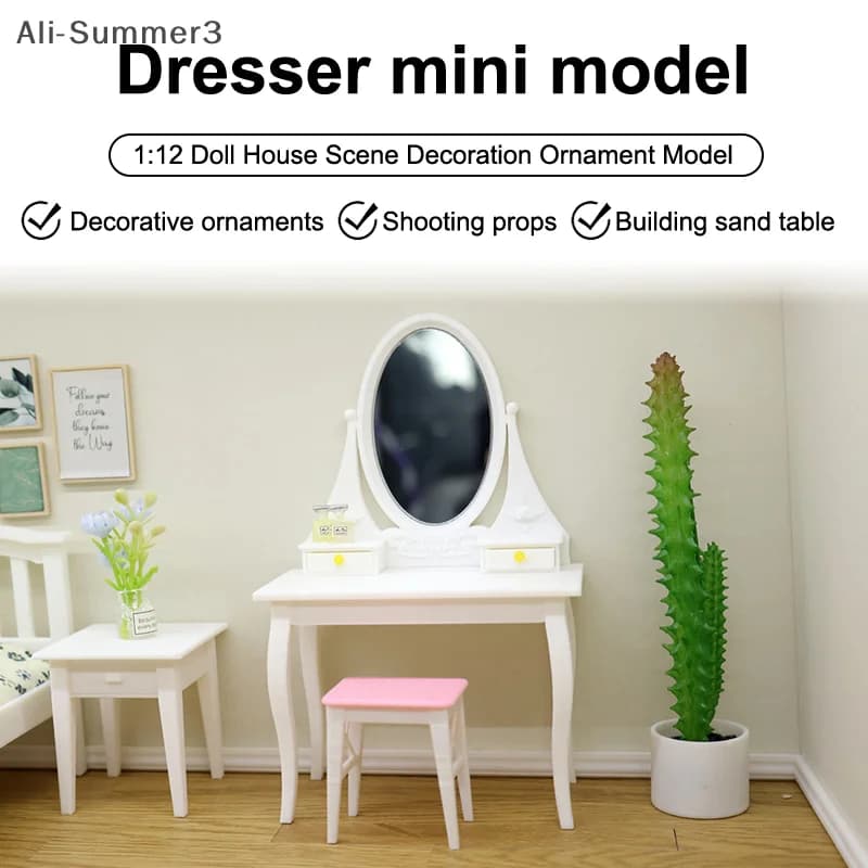 1/12 Simulazione di casa delle bambole Toletta Modello di casa delle bambole Decorazione della camera da letto Casa delle bambole Accessori per la decorazione della scena di vita