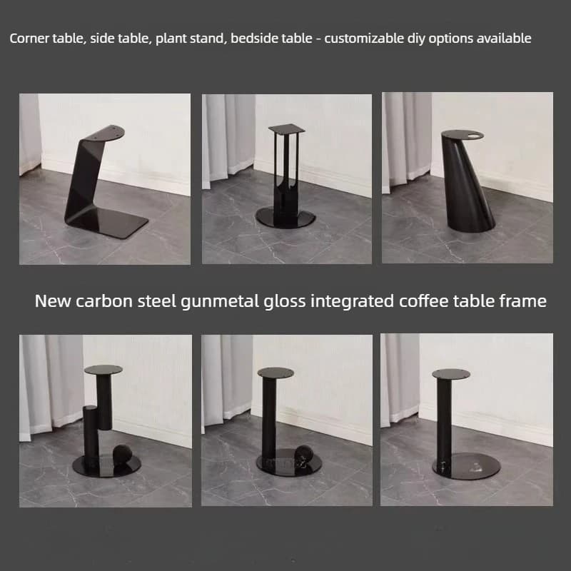 Base per Tavolino Laterale in Ferro Nero, Supporto Metallico Smontabile per Piani in Marmo o Legno, Base Unica per Tavolo d'Angolo, Supporto per Arredamento Domestico