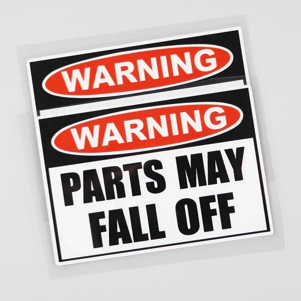 12CM Cool Warning Parts May Fall Off Sticker Products Motorcycle Stickers on Car Sunscreen and Waterproof Stylish, Accessories