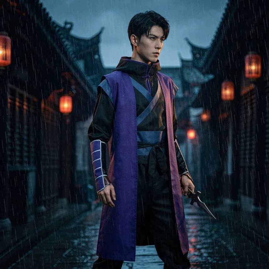 Scissor Seven Cosplay Costume Killer Seven Assassin Outfit Men's Purple Hoodie Sweatshirt Pants Set Halloween Party Fancy Dress