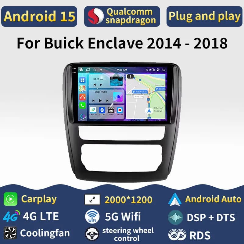 Android 15 Carplay Per Buick Enclave 2014 2015 2016 2017 2018 Autoradio 5G WIFI Video BT 360 Lettore Fotocamera Stereo Auto Audio GPS