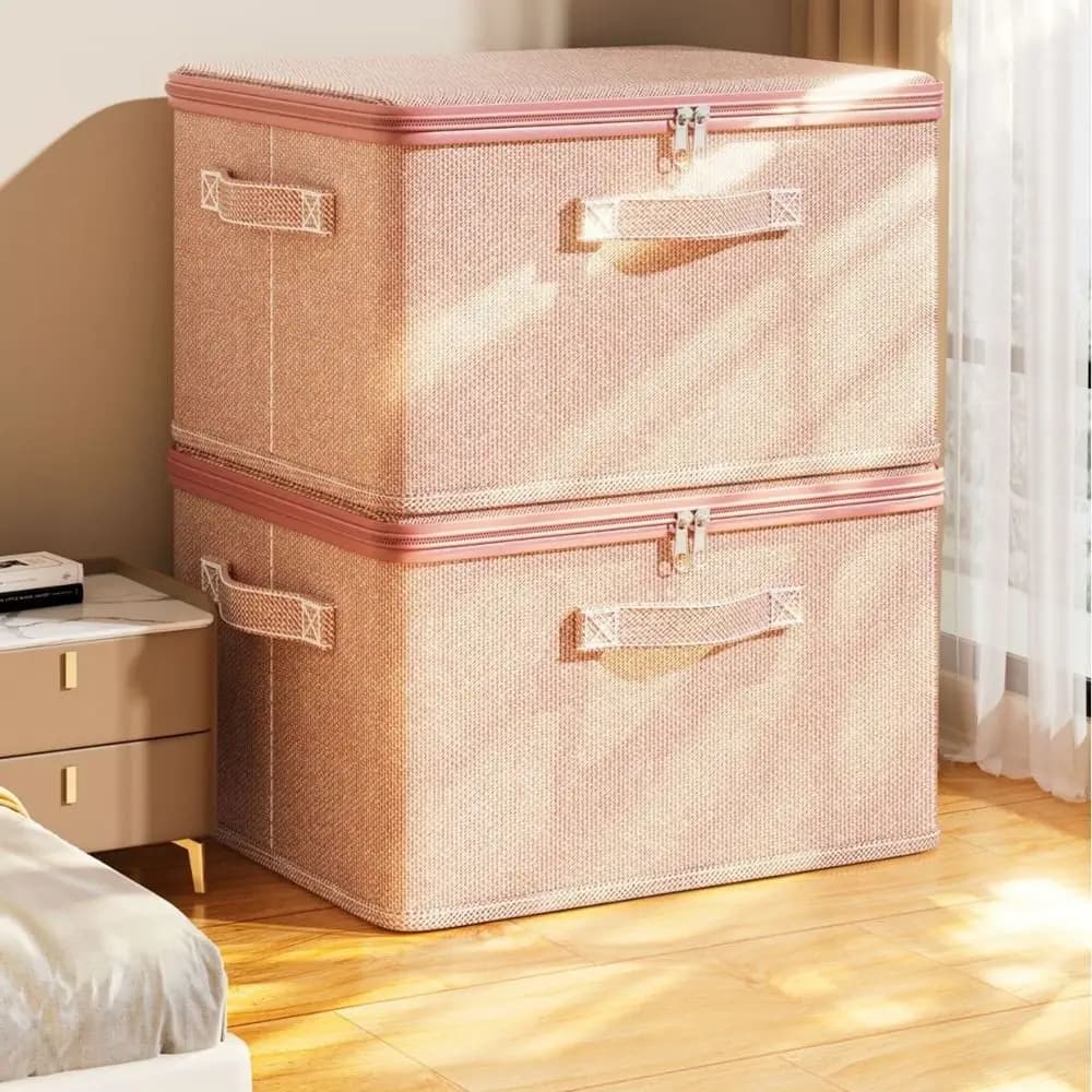 Large Capacity Clothes Quilt Storage Bag Stackable Dustproof Clothing Sorting Box Foldable with Zipper