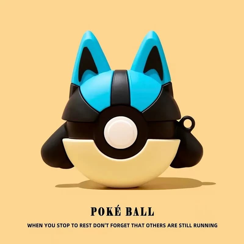 Airpods Pro 3, Silicone Cover 3D in Poké Ball shape with Lucario for Airpods Pro 2/Airpods 1 2 3 4
