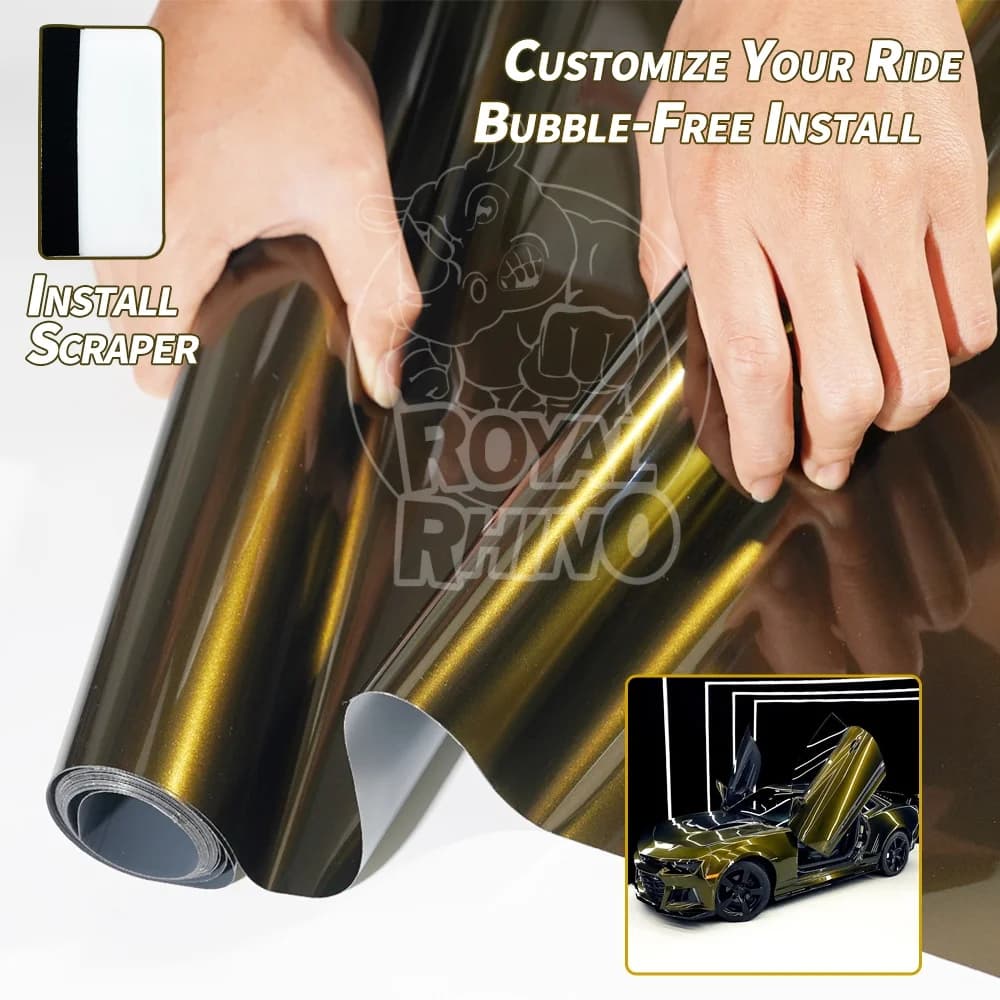 Pellicola adesiva in vinile lucido effetto oro metallizzato per rivestimento auto, moto e scooter