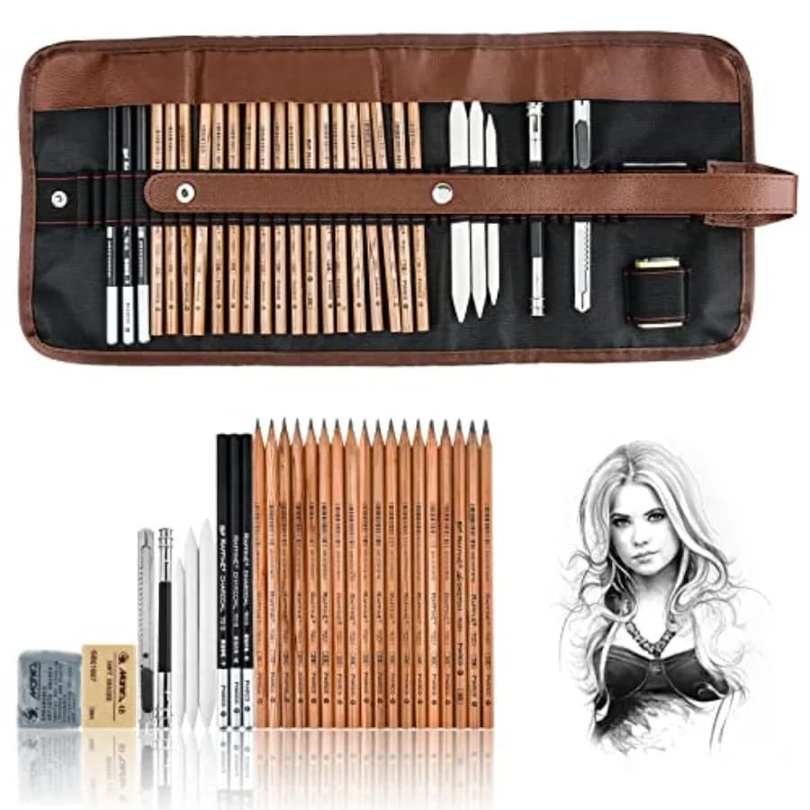 Drawing Pencils, Art Supplies Sketch Pencils Kit for Adults, Professional Charcoal Sketching Graphite Art Pencils Set