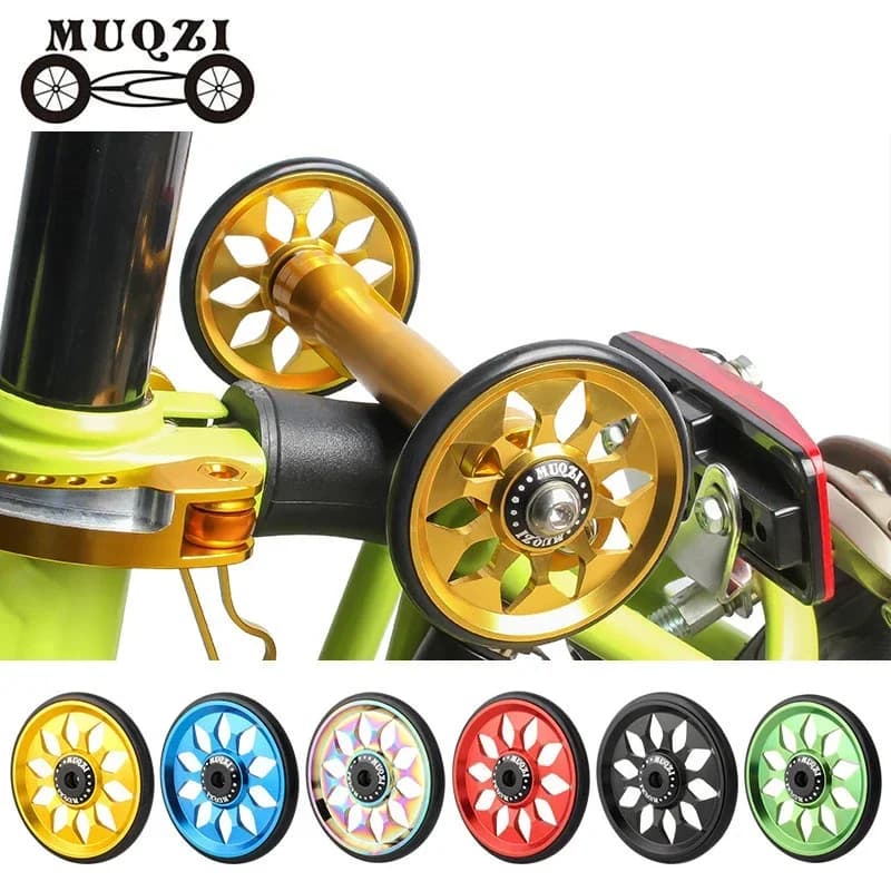MUQZI Folding Bike Easy Wheel EIEIO CNC Aluminum Alloy Bearing Push Auxiliary Wheels For Brompton Bicycle Parts