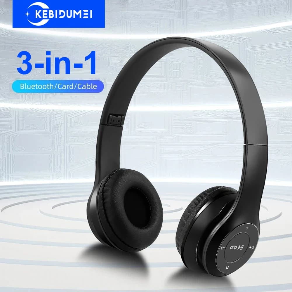 Cuffie Bluetooth 5.0 Cuffie senza fili Auricolari cablati da 3,5 mm Supporto TF Card Cuffie pieghevoli con riduzione del rumore per iPhone