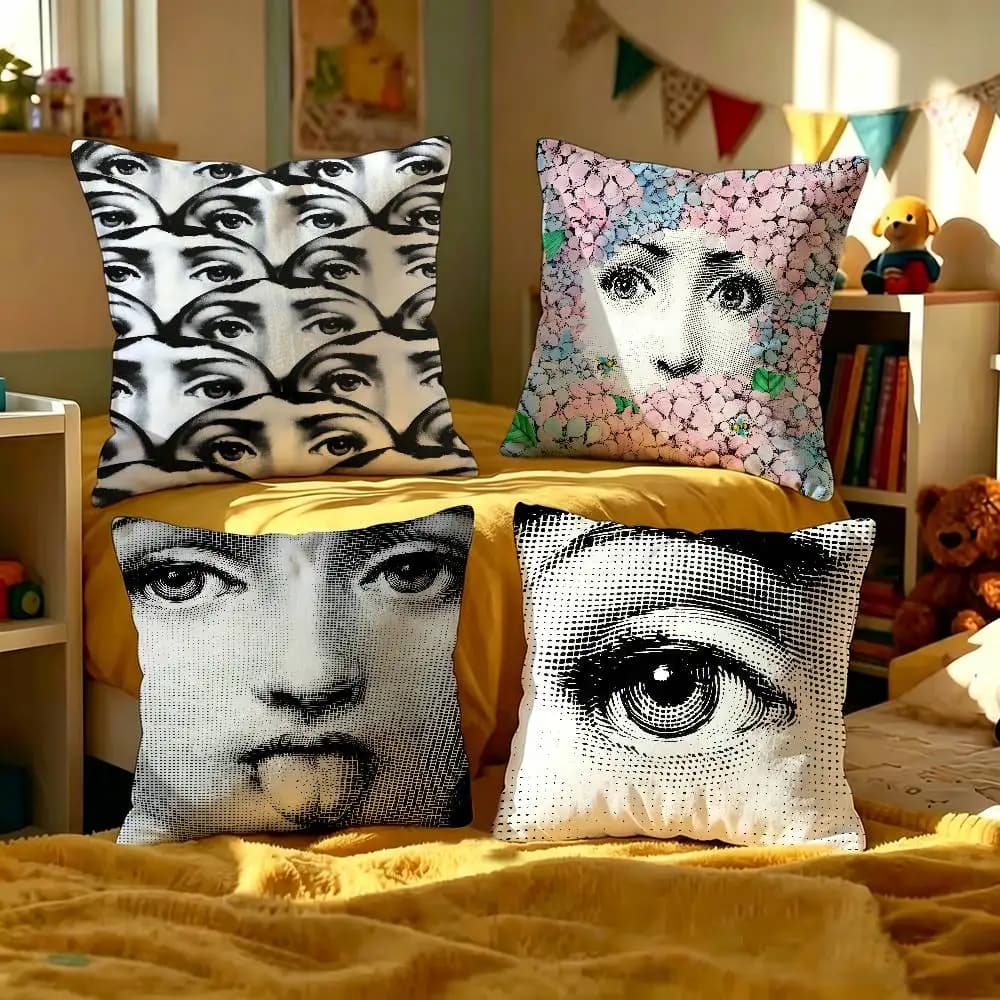 Fodera per cuscino moderna P-Piero F-Fornasetti, federa per divano, cuscino decorativo per la casa