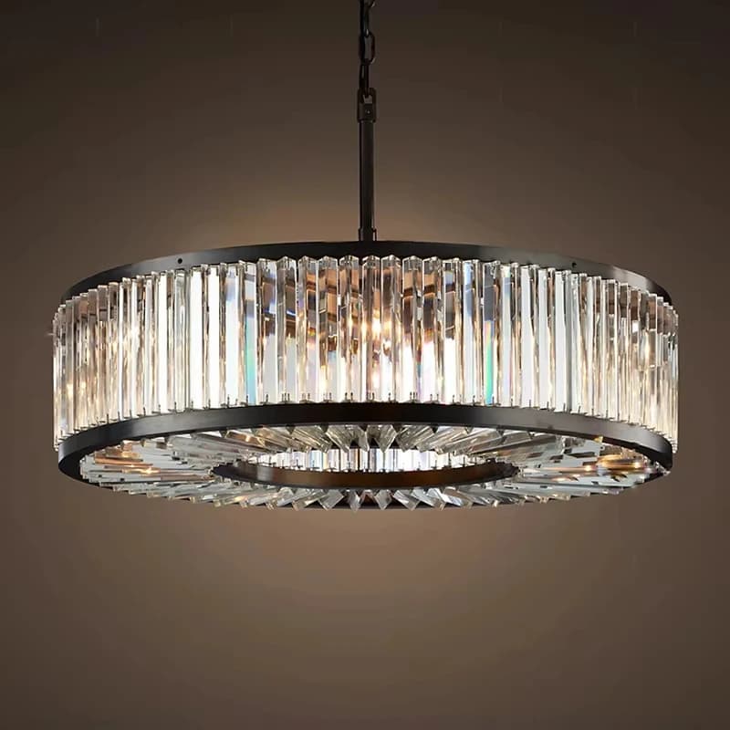 Modern Luxury Lamp for Living Room, Bedroom & Dining Room, Suspension Lamp with Clear Gold Round Ring Design