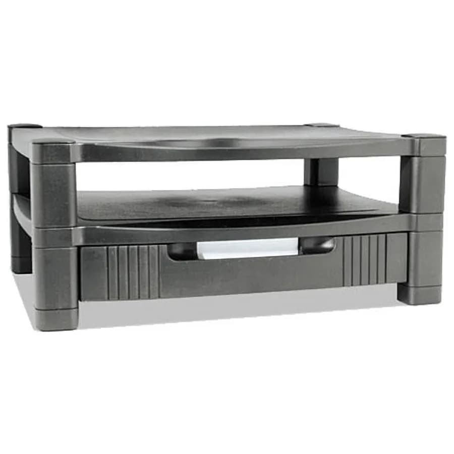 MS480 17 in. x 13.25 in. 3-1 2 in. to 7 in. Supports 50 lbs. Two-Level Monitor Stand - Black